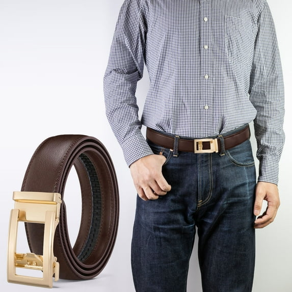 Double-Sided Leather Women's Belt with Alloy Buckle, No-Hole Adjustable Waist Belt 3.5cm Wide, Stylish Automatic Belt for Jeans, Office, Party, Gift (5 Sizes)
