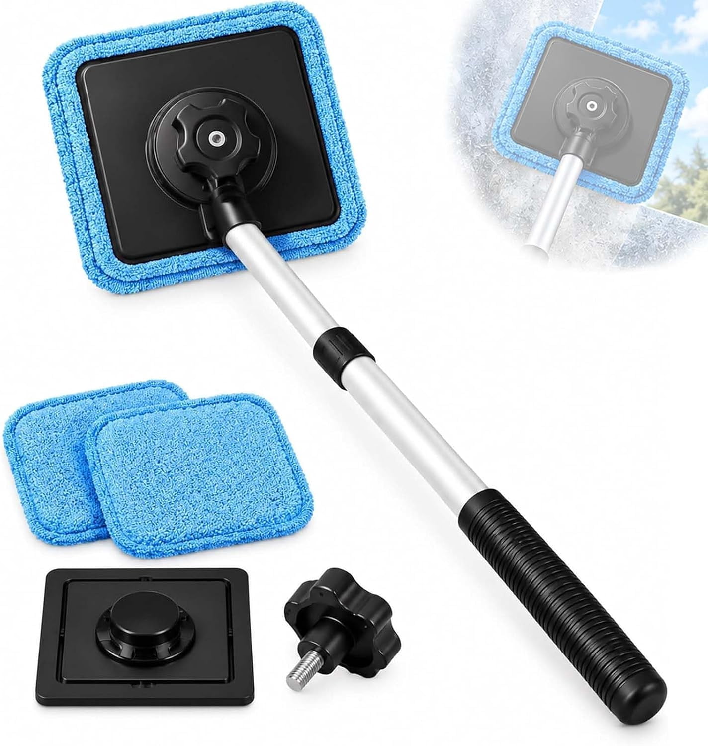 Social Tools Extension Double Sided Magnetic Car Windshield Cleaner Tool with Extension Handle ...