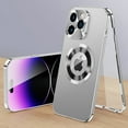 thumbnail image 1 of Double-Sided Magnetic Case for iPhone 16 Pro Max,Luxury Metal Bumper Case Built-in Tempered Glass Screen Protector Cover Full Body Protective Shell for iPhone 16 Pro Max,Silver, 1 of 6