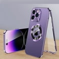 thumbnail image 1 of Double-Sided Magnetic Case for iPhone 16 Pro Max,Luxury Metal Bumper Case Built-in Tempered Glass Screen Protector Cover Full Body Protective Shell for iPhone 16 Pro Max,Purple, 1 of 6