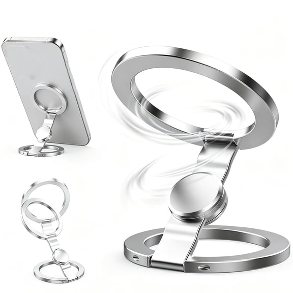 Double-Sided Magnetic Fidget Spinner Stand, 2 in 1 Fingertip Gyroscope Phone Holder with 360 Rotation, Foldable Pocket-Size Kickstand for Multiple Scenarios