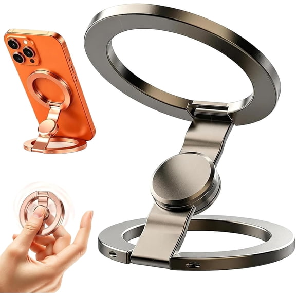 Double-Sided Magnetic Fidget Spinner Stand, 2 in 1 Fingertip Gyroscope Phone Holder, 360° Rotation, Folds Pocket-Flat, Applicable to Multiple Scenarios (Gray)