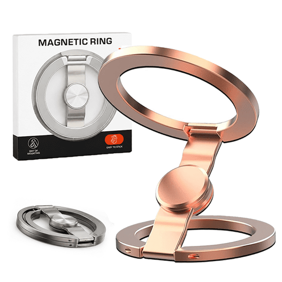 Double-Sided Magnetic Fidget Spinner Stand, 2 in 1 Fingertip Gyroscope Phone Holder, 360° Rotation, Folds Pocket-Flat, Applicable to Multiple Scenarios (Rose Gold)