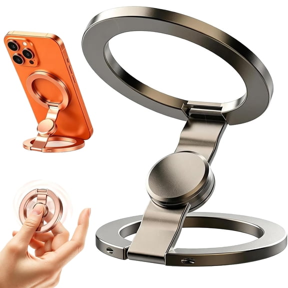 Double-Sided Magnetic Fidget Spinner Stand, 2 in 1 Fingertip Gyroscope Phone Holder, 360° Rotation, Folds Pocket-Flat, Applicable to Multiple Scenarios