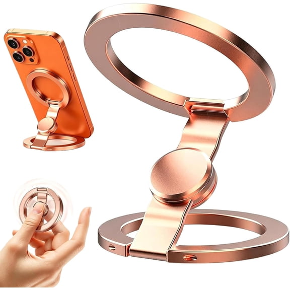 Double-Sided Magnetic Fidget Spinner Stand, 2 In 1 Alloy Phone Kickstand, 360° Foldable Pocket Cell Phone Holder for Office Gym Vehicle Use