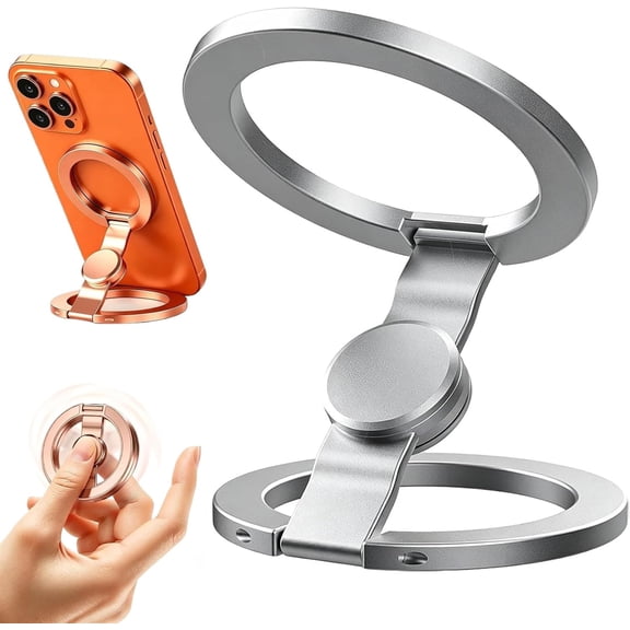 Double-Sided Magnetic Fidget Spinner Stand, 2 In 1 Alloy Phone Kickstand, 360° Foldable Pocket Cell Phone Holder for Office Gym Vehicle Use