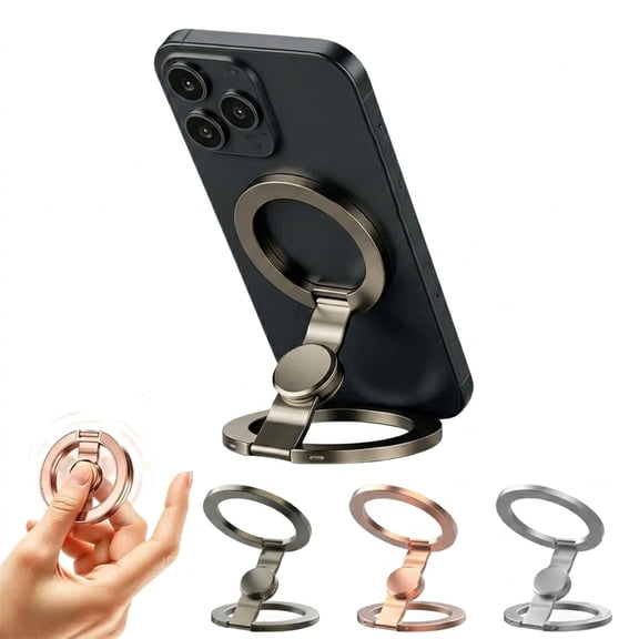 Double-Sided Magnetic Fidget Spinner Stand, 2 in 1 Fingertip Gyroscope Phone Holder, 360° Rotation, Folds Pocket-Flat, for Desk Car Gym
