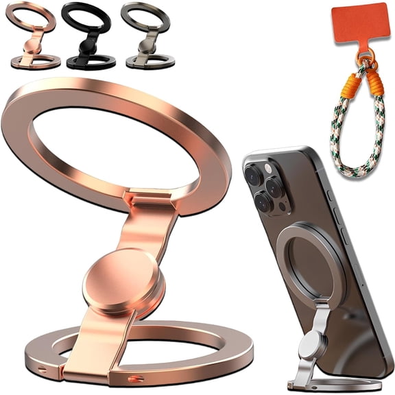 Double-Sided Magnetic Fidget Spinner Stand, 2-in-1 Magnetic Phone Stand & Fidget Spinner Combo, 360° Spin Foldable Magnetized Phone Mount – for All Phone (Gold,1PC)