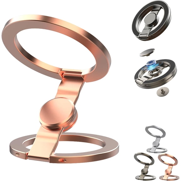 Double-Sided Magnetic Fidget Spinner Stand, 2-in-1 Phone Stand，Gold | Magnetic Phone Stand Fidget Spinner, 360° Spin Foldable Magnetized Phone Mount, for Gym,Kitchen,Car,Desk Strong Adhesion