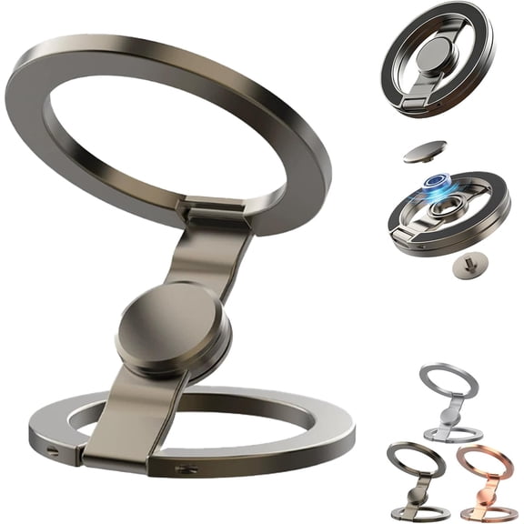 Double-Sided Magnetic Fidget Spinner Stand, 2-in-1 Phone Stand，Gray | Magnetic Phone Stand Fidget Spinner, 360° Spin Foldable Magnetized Phone Mount, for Gym,Kitchen,Car,Desk Strong Adhesion
