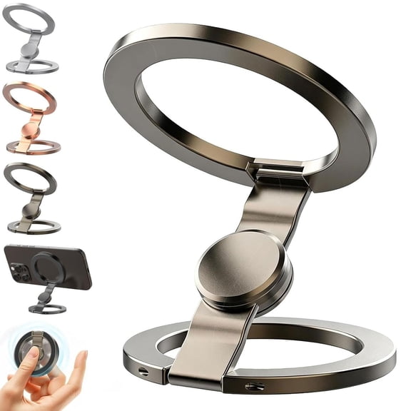 Double-Sided Magnetic Fidget Spinner Stand,Foldable Magnetic Ring Phone Mount,Mobile Phone Holder Car Magnet with 360° Rotating Fidget Spinner,Magnetic Phone Stand for Desk,Car,Gym & Travel (Rose)