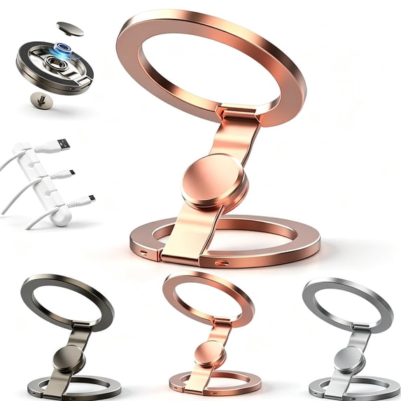 Double Sided Magnetic Phone Holder Ring Stand Foldable Metal Phone Grip Desk Support for Smartphones and Cases