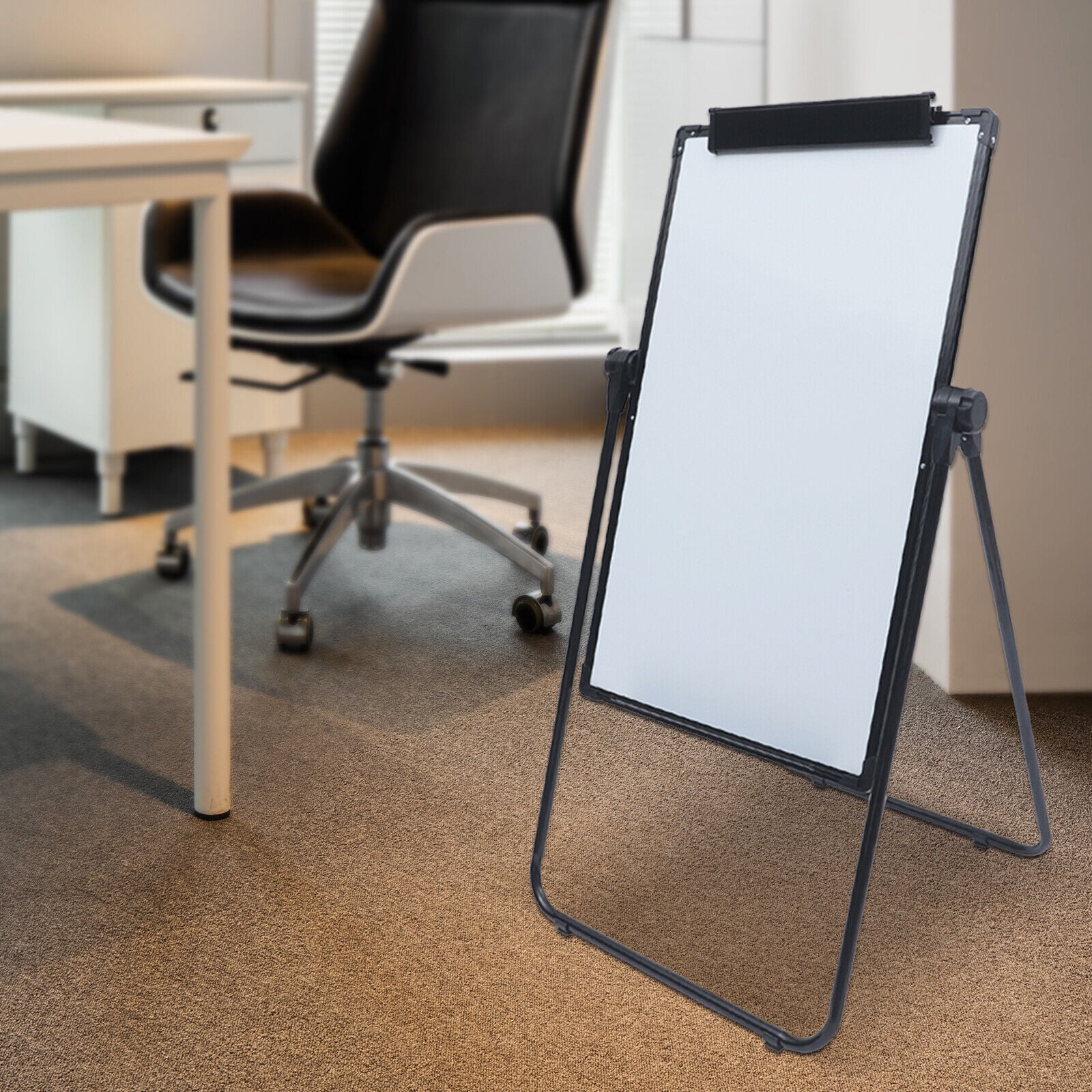 Double-Sided Magnetic Whiteboard 24x35 inch with Stand, Height Adjustable 39.4"-70", Flipchart Easel Dry Erase Board with Marker Tray & Accessories