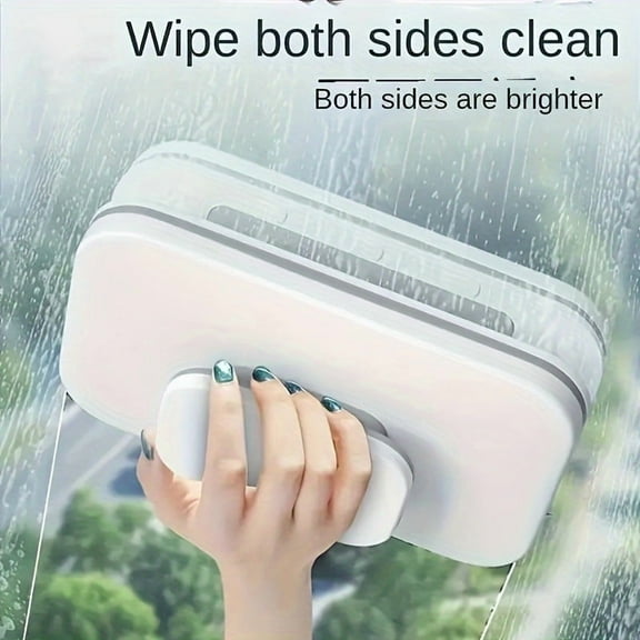 Double-Sided Magnetic Window Cleaner - Manual Non-Electric Wiper for 0.5" Single-Layer Glass, Strong Magnet for High-Rise Windows, Commercial & Residential Use