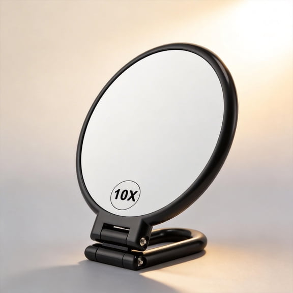 Double Sided Magnifying Handheld Mirror Foldable Travel Adjustable Rotation Multi Use Vanity Mirror