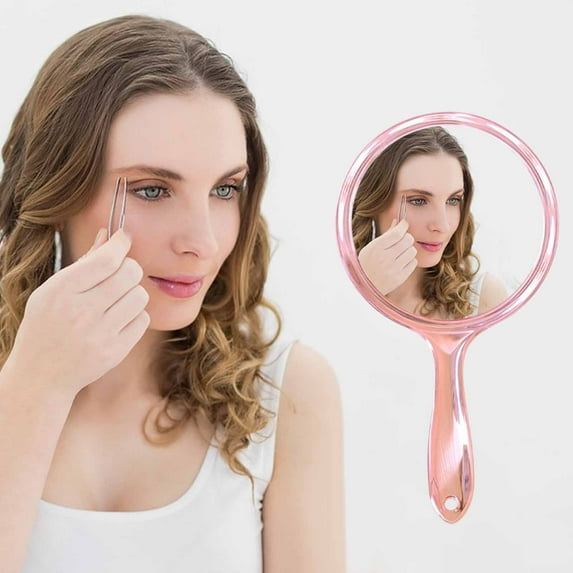 Double-Sided Makeup Mirror (1X/5X Magnification), Lightweight Plastic Handheld Vanity Mirror with Hanging Hole, Compact Travel Cosmetic Tool (4 Colors)