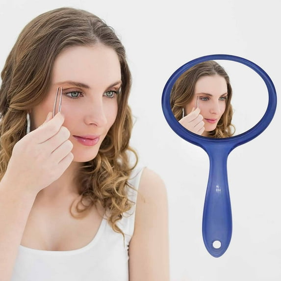 Double-Sided Makeup Mirror (1X/5X Magnification), Lightweight Plastic Handheld Vanity Mirror with Hanging Hole