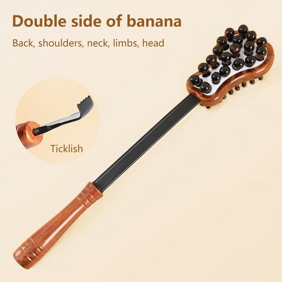 Double Sided Massage Hammer Back Neck Massager Anti Slip Massage Stick for Body Massager Foot Massage Tool Hammer Health Care (Banana)