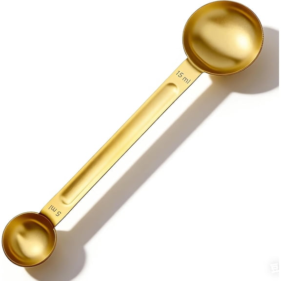 Double Sided Measuring Spoons, Stainless Steel  Coffee Measuring Spoon, 1 Tsp (5ml) & 1 Tbsp (15ml) -Measure Long-Handle Tablespoon Measuring Spoon for Milk Coffee Making