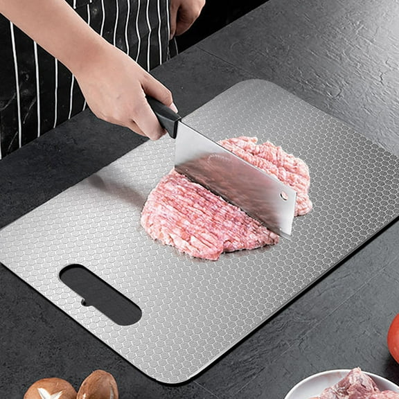 Double Sided Metal Cutting Board 11.8 x 18 inch - Non- Stainless Steel Prep Mat for Kitchen, Fruit Vegetable & Meat Chopping, Kneading Cutting Board Mats for Indoor Outdoor Use (Honeycomb)
