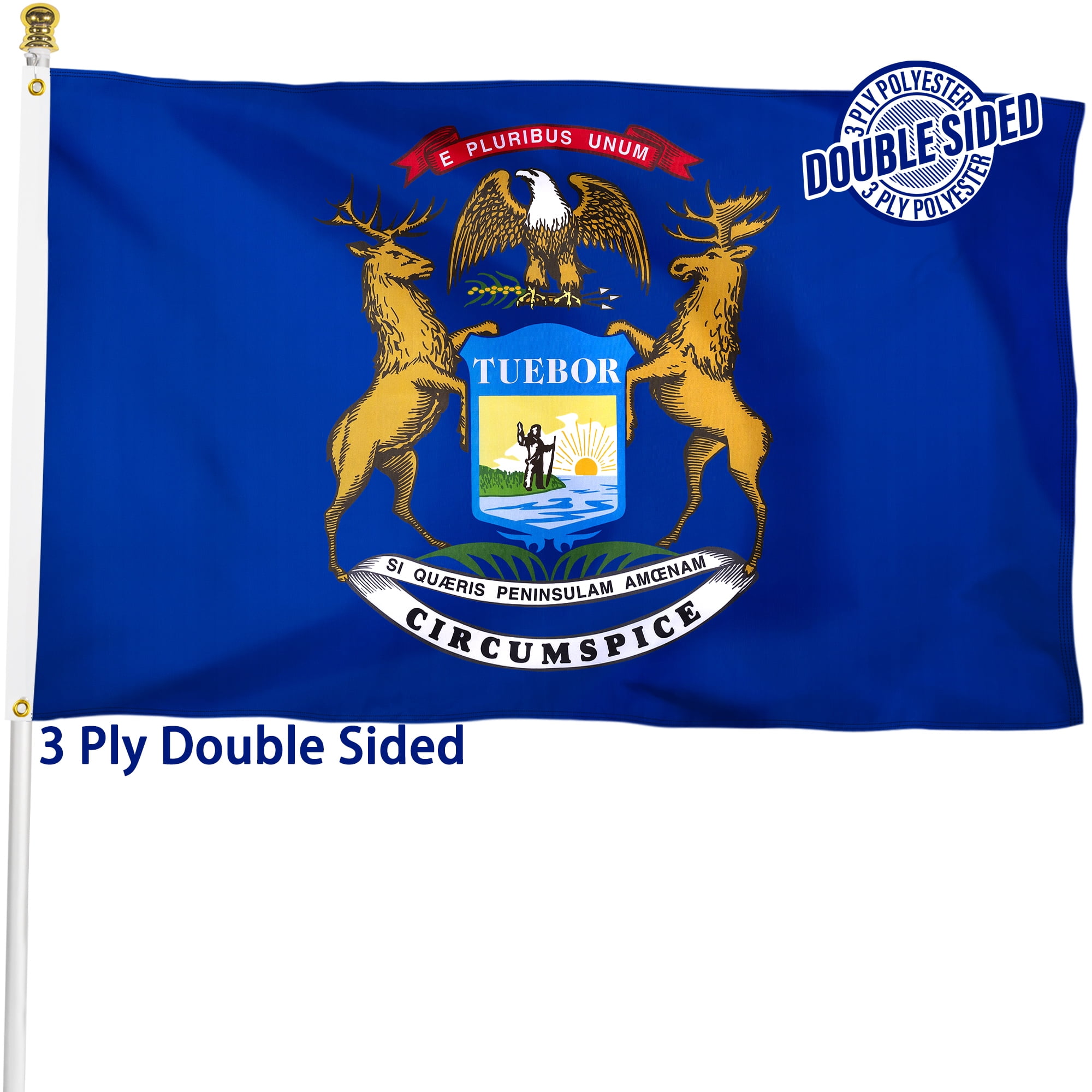Double Sided Michigan State Flag 3x5 ft, Heavy Duty 3 Ply Durable ...