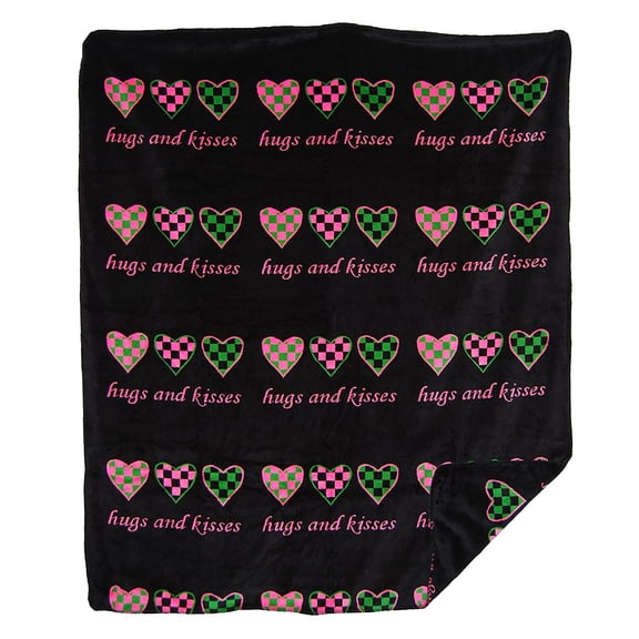 Double-Sided MicroPlush Throw, Hugs & Kisses 60-Inch by 70-Inch