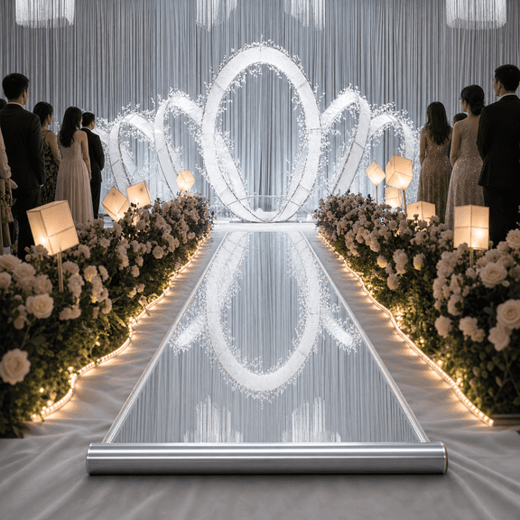 Double Sided Mirror Carpet Aisle Runner Decorative Rug For Weddings Birthday Prom Glam Party (3.3' X 66')