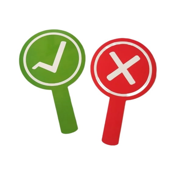 Double Sided Misaligned Cheering Stick Correct Incorrect Paddle Handheld Sign For Classroom Quizzes And Voting