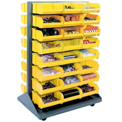 Double-Sided Mobile Rack with (24) Yellow Bins, 36x25-1/2x55 - Walmart.com