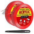 thumbnail image 1 of MMOBIEL Double-Sided Acrylic Mounting Tape [2 pack] – 16.4 ft × 1.2 in Heavy-Duty Removable Clear Nano Adhesive for Indoor/Outdoor Use, Picture Hanging & Carpet Fix – Includes Tweezer, 1 of 6