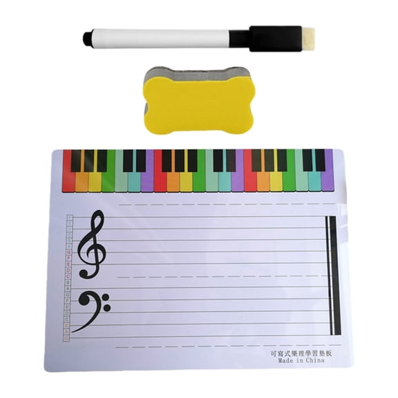 Double Sided Music Staff Whiteboard Erasable Portable PVC Design For Teachers Students Lessons