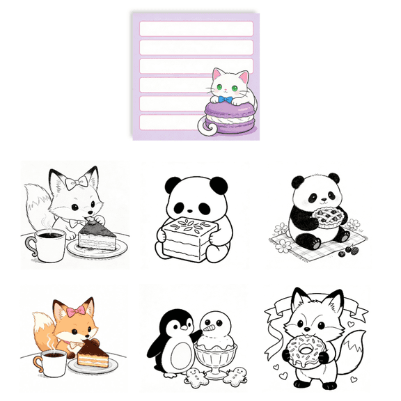 Double-Sided No-Repeat Sticky Notes (100 Pcs) - Original Unique Coloring Patterns + Writing Side