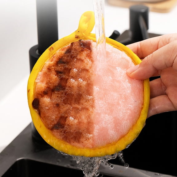 Double-Sided Non-Scratch Dish Sponge Scrubber – Reusable Round Scouring Pads for Dishes, Pots, Pans & Sink Cleaning