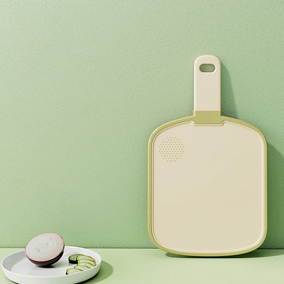 Double-Sided Non-Slip Plastic Cutting Board for Kitchen | Green Chopping Mat for Vegetables & Meat | Hanging Hook | Size S