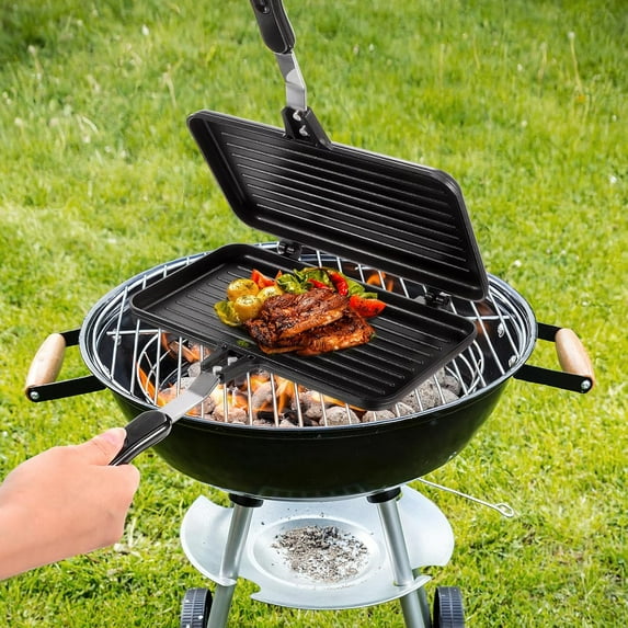 Double-Sided Non-Stick Sandwich Maker with Long Handle for Breakfast, Camping & Home Kitchen