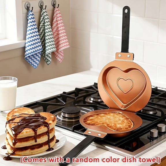 Double Sided Nonstick Frying Pan, Flip Pancake Omelet Pan with Random Dish Towel