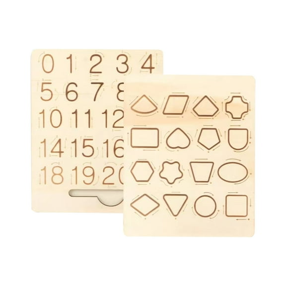 Double-Sided Number And Shape Drawing Board For Kids Educational Wooden Tracing Tool For Early Writing