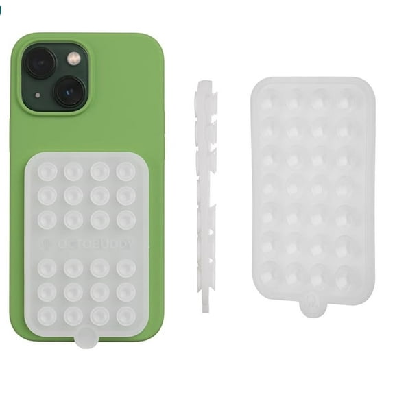 Double-Sided OCTOBUDDY Silicone Suction Phone Case Detachable Mount - Hands-Free, Strong Grip Holder for Selfies & Videos - iPhone & Android Compatible, Transparent