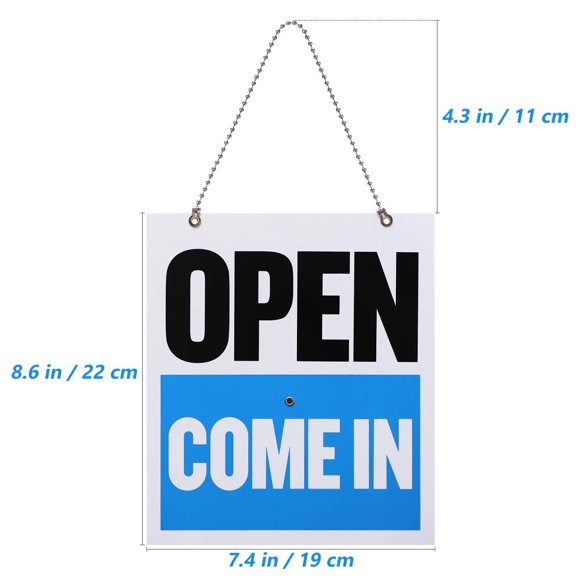 Double-Sided Open/Come In/Will Return Clock Sign with Hanging Rope 8.7x7.5in