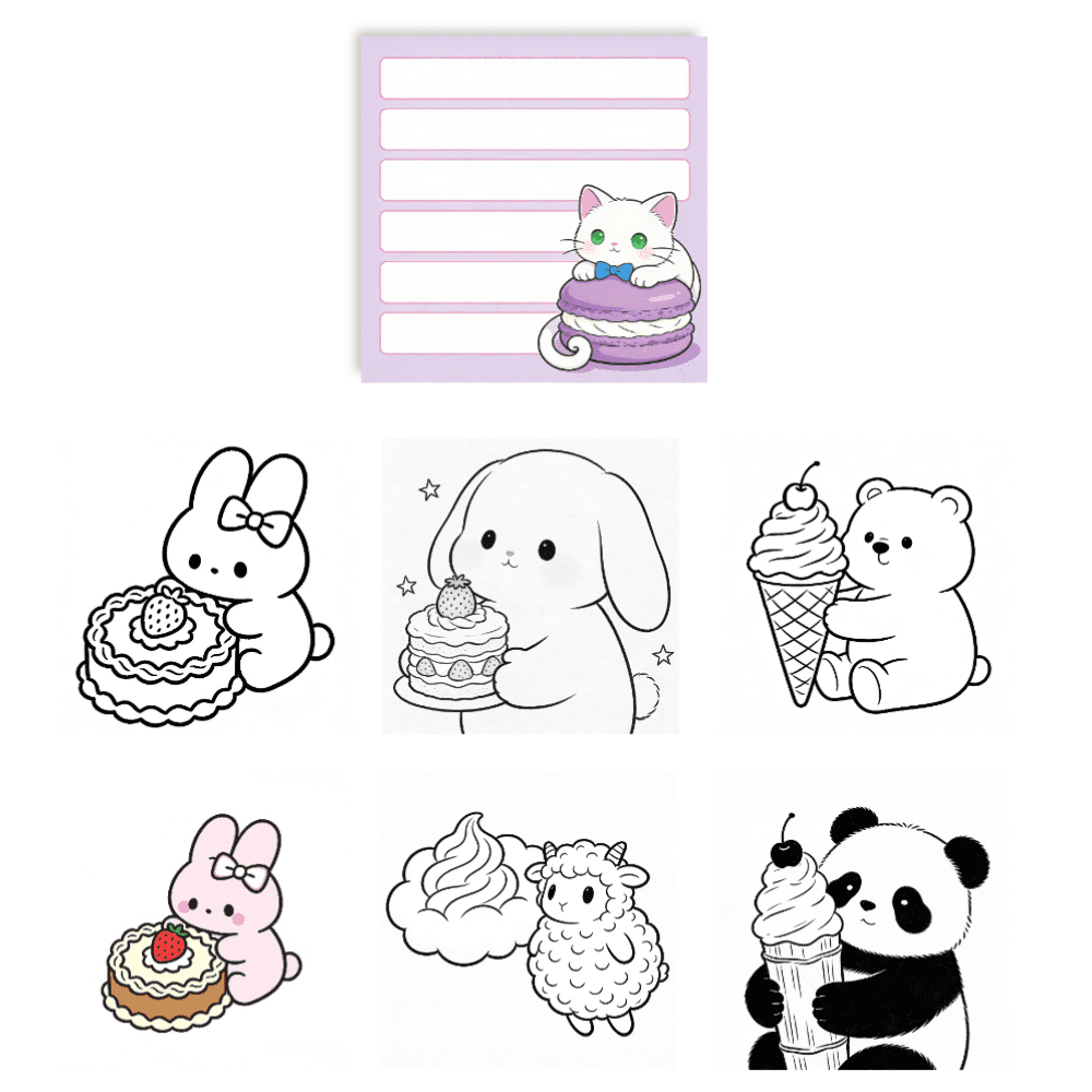 Double-Sided Original Design Sticky Notes - 100 Pcs, 100 Unique Coloring & Note-Taking Memo Pads
