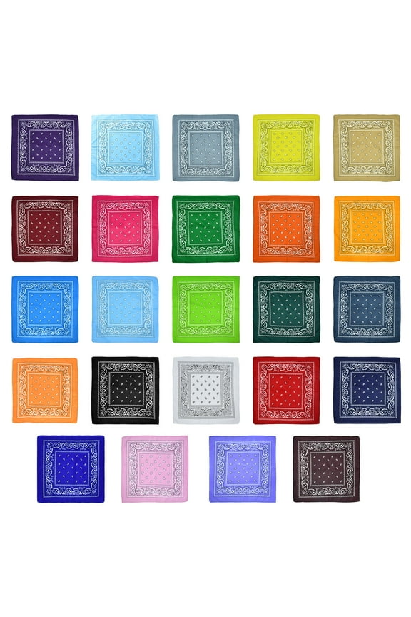Double Sided Paisley Bandanas - 100% Cotton Head Wrap Scarf for Men & Women, Western Cowboy Style, Multipurpose Face Mask & Wristband Clearance