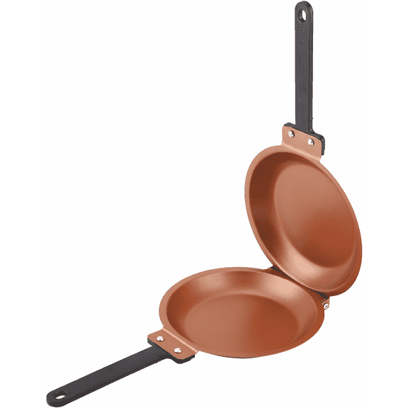 Double Sided Pancake Pan, Nonstick Flip Frying Pan for Eggs, Omelets and Breakfast, 7.5 Inch Folding Skillet with Easy Turn Design