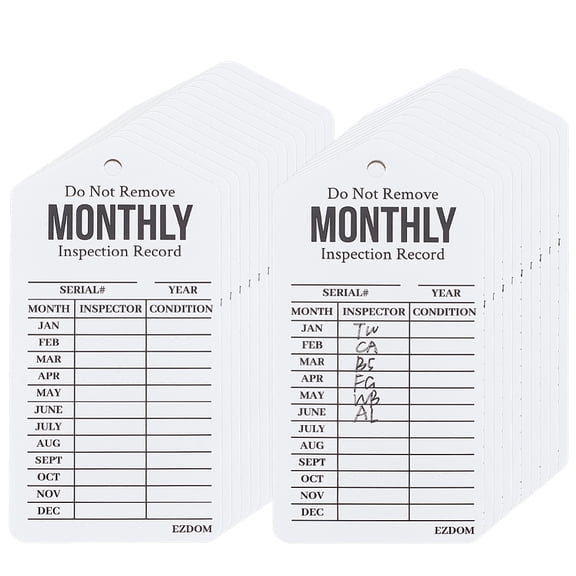 Double Sided Paper Daily Inspection Safety Record Label Tags with Hanging Hole Rectangle White 12x6x0.2cm