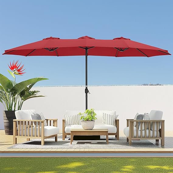 Double Sided Patio Umbrellas 15ft Outdoor Extra Large Market Table
