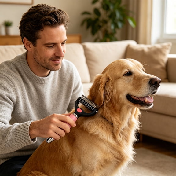 Double Sided Pet Dematting Comb for Dogs Cats, Removes Mats Tangles Loose Fur, Grooming Brush for Long Short Hair Breeds, Professional Tool for Small Medium Large Pets