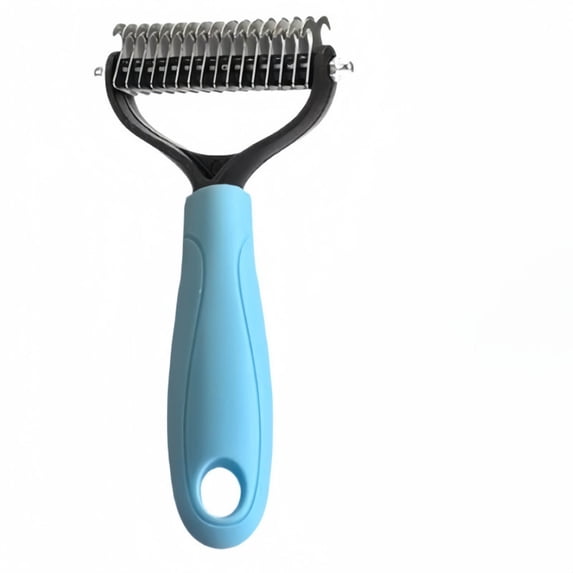 Double-Sided Pet Dematting Comb, Professional Undercoat Grooming Brush for Dogs and Cats, Safe Detangler Tool with Ergonomic Handle for All Coat Types