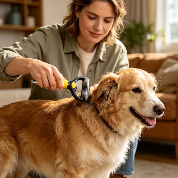Double Sided Pet Dematting Comb for Dogs Cats Grooming Rake Removes Mats Tangles Loose Fur Long Hair Breeds Deshedding Brush
