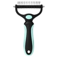 thumbnail image 1 of Double Sided Pet Dematting Rake Comb, Anti-Slip Ergonomic Handle Knot Remover Brush, Stainless Steel Safe Deshedding Tool for Dogs Cats Long Thick Matted Fur Daily Grooming Hair Care, 1 of 6