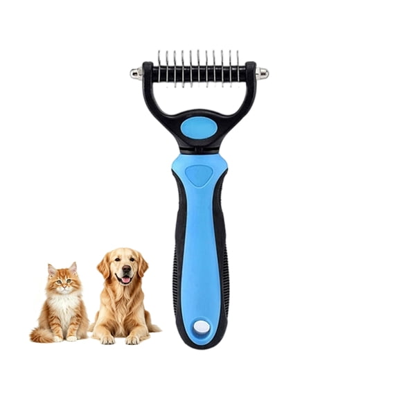 Double Sided Pet Grooming Brush, Dematting Comb for Dogs and Cats Undercoat Rake