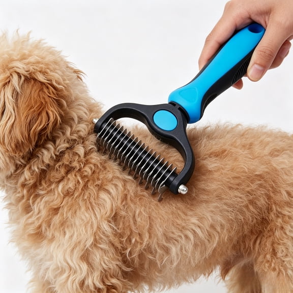 Double Sided Pet Grooming Brush for Dogs and Cats Undercoat Rake Dematting Comb Gentle Shedding Removal Tool for Thick Fur Matted Hair Deshedding Groomer for Home Pet Care